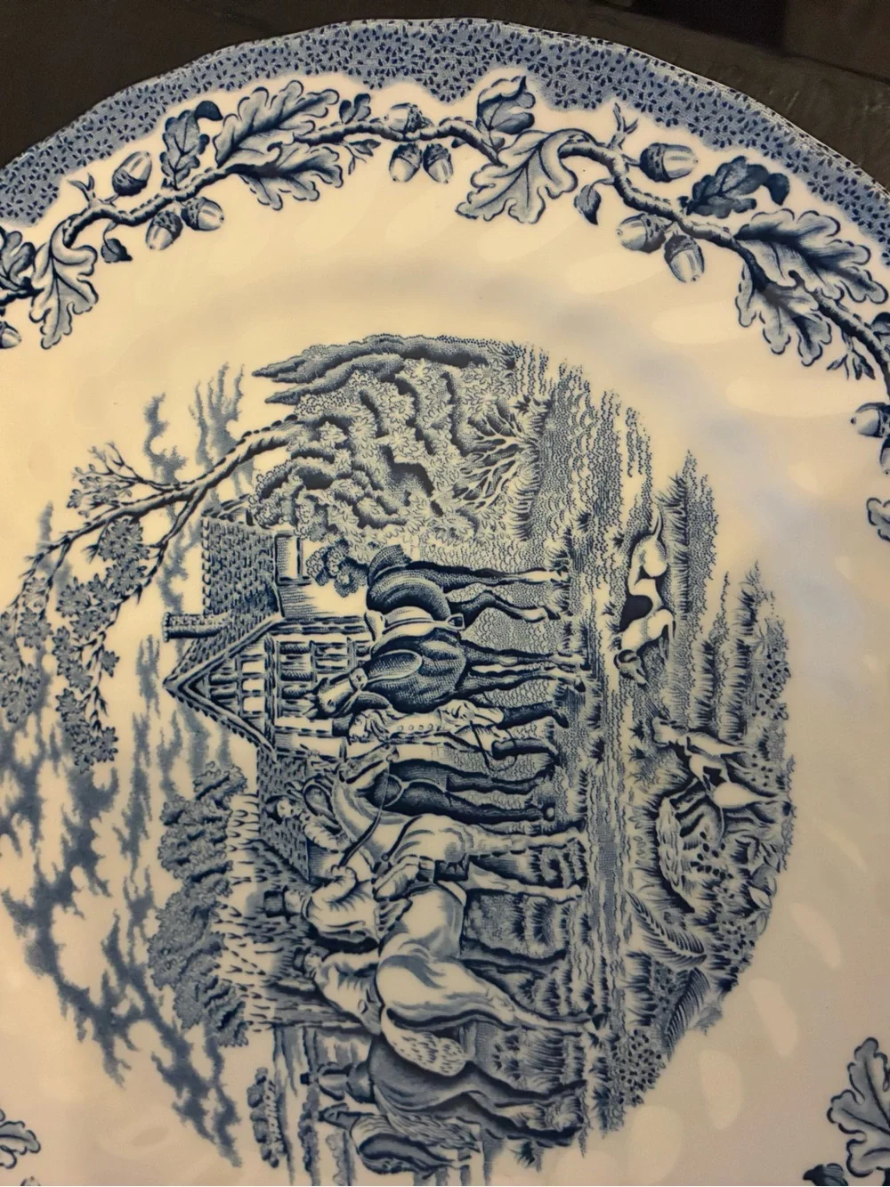 Royal Wessex Blue White Transferware 10” Plate Wall | Fox Hunt English Cottage